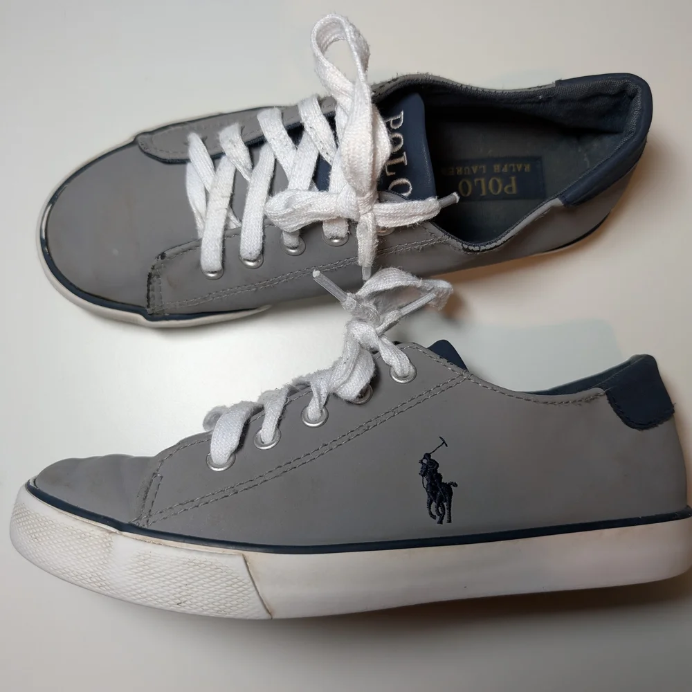 Polo by Ralph Lauren Gray and Navy Leather Sneakers